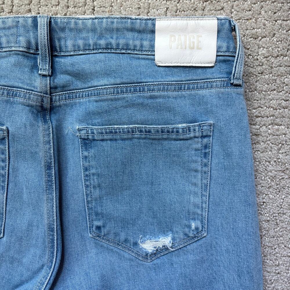 Paige Leenah Distressed Wide Leg Jeans High Waisted Size 31 Light Wash - Picture 6 of 12